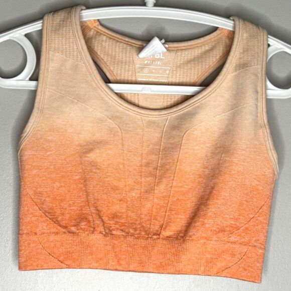 AYBL Ombre Orange Seamless Sports Bra Racerback Gym Training Top S - Picture 2 of 6